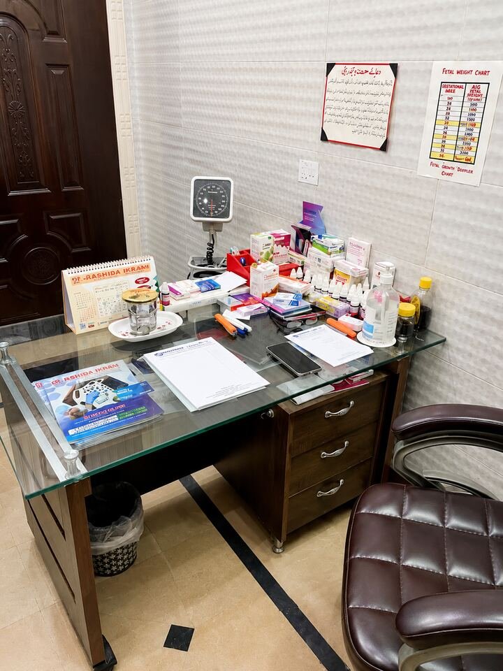 Doctor office desk and consultation space